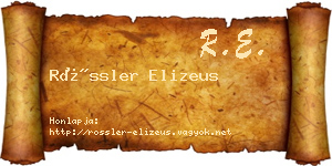 Rössler Elizeus névjegykártya
